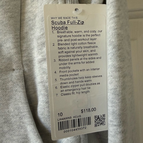 Lululemon Scuba Hoodie Jacket Light Grey NWT - Picture 4 of 4
